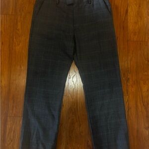Banana Republic Tailored Slim Fit Gray Plaid Dress Pants